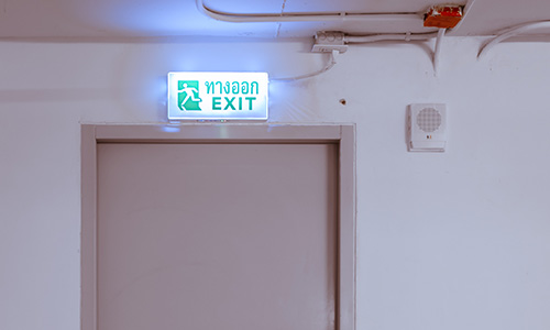 exit sign in church